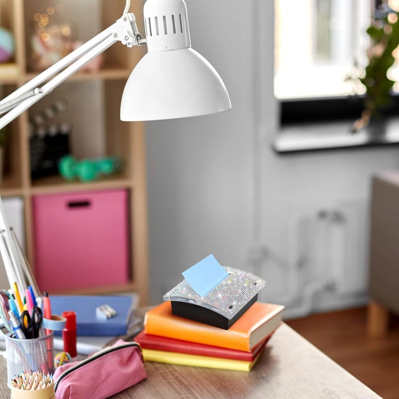 Eersida Rhinestone Self Stick Note Pad Holders 4 x 4 Inches Memo Sticky Dispenser Note Holder Sticky Dispenser for Christmas Office Employee Coworkers Gifts Home Desk Supplies(AB Color) - Image 5